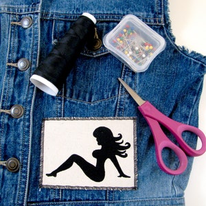 One mud flap girl canvas patch, finished edge, any color you choose, FREE SHIPPING USA image 4