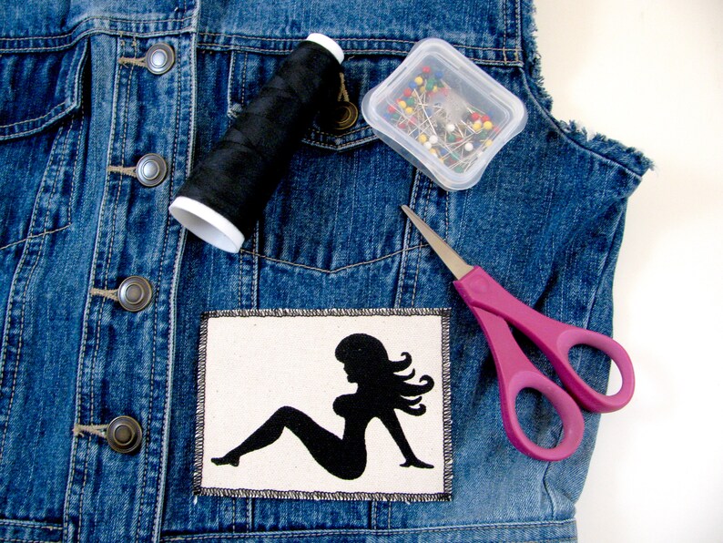 One mud flap girl canvas patch, finished edge, any color you choose, FREE SHIPPING USA image 4