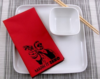 NAPKINS - soft cotton reusable cloth napkins with the big LEBOWSKI WALTER sobchak print, many colors to choose from.