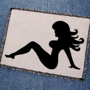 One mud flap girl canvas patch, finished edge, any color you choose, FREE SHIPPING USA image 1