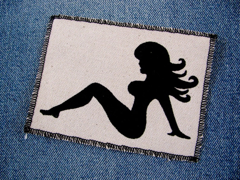 One mud flap girl canvas patch, finished edge, any color you choose, FREE SHIPPING USA image 1