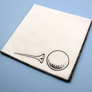 Handmade Cotton Handkerchief - Golf print, Soft Durable Unisex Cotton Hanky, Many Colors Too Choose From