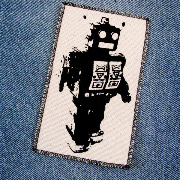 One  robot canvas patch, finished edge, any color you choose, FREE SHIPPING USA