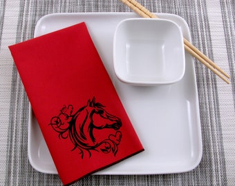NAPKINS - soft cotton reusable cloth napkins with HORSE print, many colors to choose from.