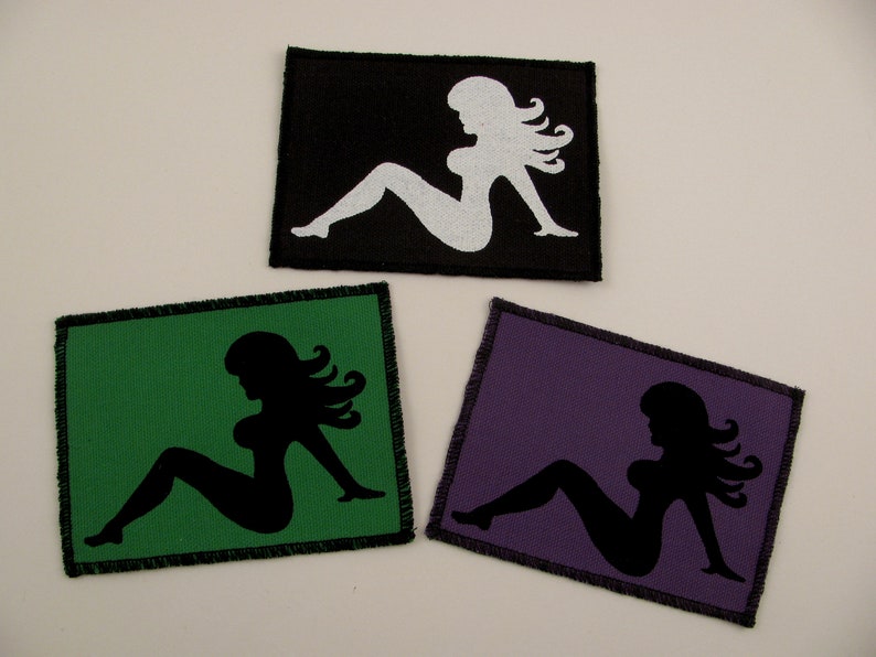 One mud flap girl canvas patch, finished edge, any color you choose, FREE SHIPPING USA image 2