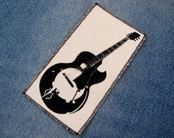One Guitar cool canvas patch, finished edge, any color you choose, FREE SHIPPING USA