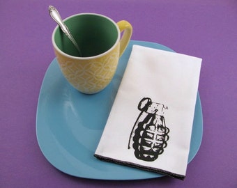 NAPKINS - soft cotton reusable cloth napkins with GRENADE print, many colors to choose from.