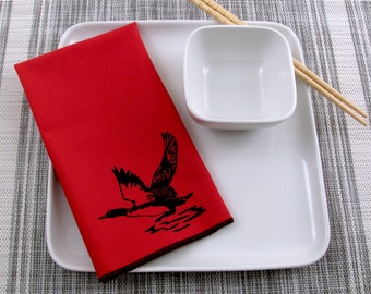 NAPKINS - soft cotton reusable cloth napkins with LOON print, many colors to choose from.