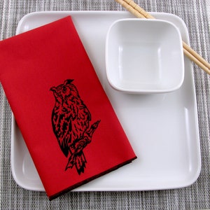 NAPKINS - soft cotton reusable cloth napkins with OWL print, many colors to choose from.