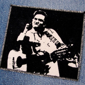 One Johnny Cash finger canvas patch, finished edge, any color you choose, FREE SHIPPING USA