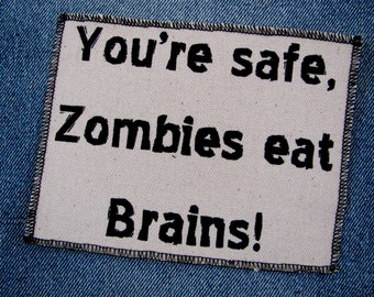 One zombie canvas patch, finished edge, any color you choose, FREE SHIPPING USA