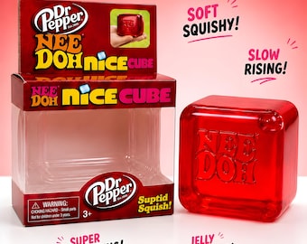 NeeDoh Squishy Dr Pepper – Cubo Bonito – Juguete antiestrés de gelatina súper suave – Juguete antiestrés con forma de cubo de hielo