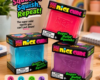 NeeDoh Nice Cube Squishy Set – Rosa, Azul y Morado | Juguete antiestrés | Envío desde EE. UU.