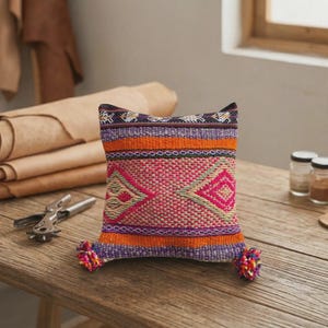 Sac bandoulière en laine tissée à la main, sac à main textile d'inspiration andine, sac traditionnel fait main, sac bandoulière bohème coloré, cadeau artisanal