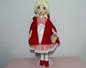 Red Riding Hood Girl, Handmade interior Doll, Fashion Doll, Rag Doll, Cloth Doll, Textile Doll, Fabric Doll
