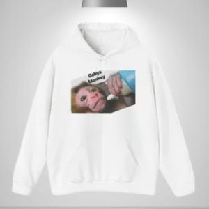 Baby Monkey Hoodie, Cute Drink Animaling Graphic Sweatshirt, Infant & Toddler Animal Print Pullover, Zoo Animal Gift for Kids And Parents