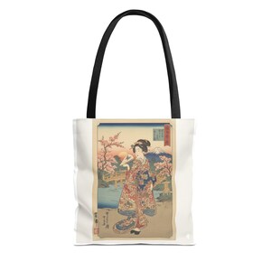 Japanese Aesthetic All Over Print Tote Bag, Asian Art Canvas Shopper, Cultural Pattern Eco Bag, Unique Japan Inspired Everyday Tote Gift