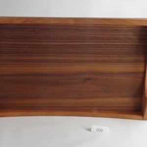 Solid Cherry and Walnut Veneer Serving Tray, Hemp Cord Wrapped Handle