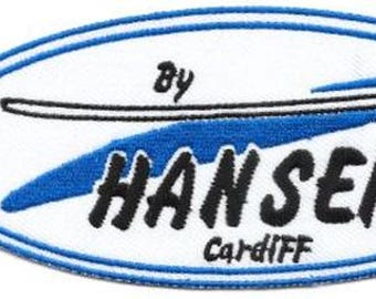 Toppa promozionale di Surfing California Hansen Surfboards fondata nel 1961 a Cardiff, CA