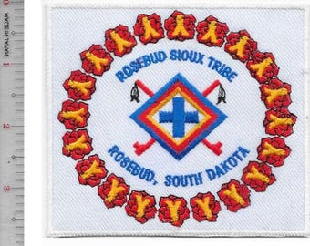 Sigillo tribale dei nativi americani, bocciolo di rosa, tribù Sioux, bocciolo di rosa del Sud Dakota, toppa
