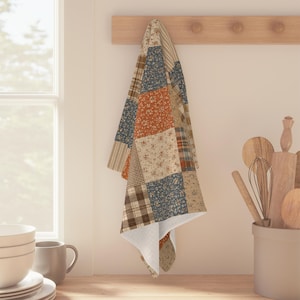 Verspieltes Patchwork-Küchenhandtuch für den Herbst, Geschirrtuch im kitschigen Cottagecore-Stil, Herbstdeko für Zuhause, gemütliches Geschenk für Gastgeber zum Erntedankfest