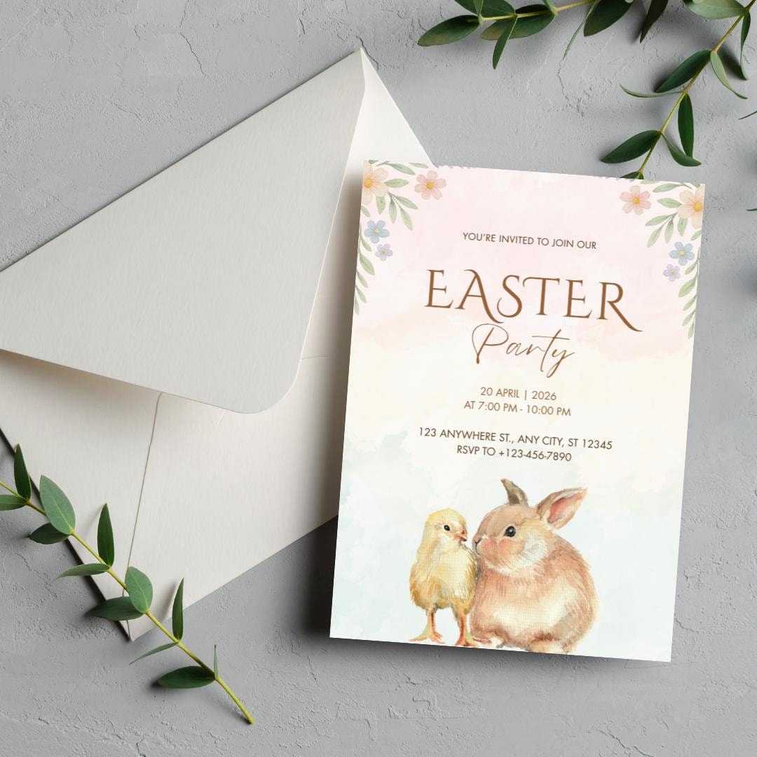 Editable Easter Party Invitation Bundle | Canva Templates (digital ...