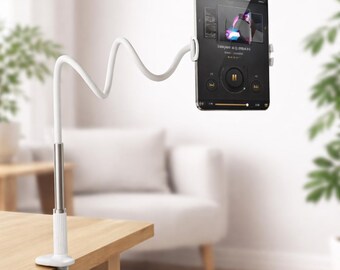 Adjustable Tablet Holder | Long Gooseneck Clamp Mount, 360 Swivel, Hands-Free Viewing
