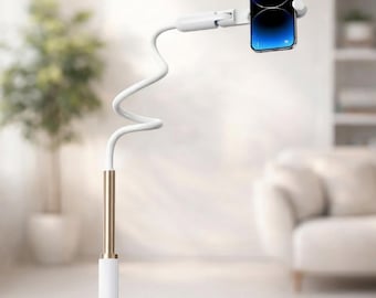 Long Arm Phone Stand Holder | Sturdy Clamp Mount, 360 Rotation for Streaming