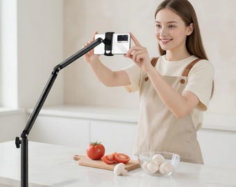 Adjustable Floor Stand for Phone Tablet | Rotating Holder, Heavy Base, Hands-Free Viewing