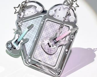 Kawaii Photo Card Holder Lanyard | Kpop ID Badge Display with Guitar Charm