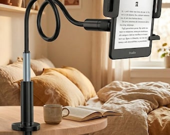 Bed Desk Clamp Holder | Flexible Arm, Adjustable Pole, Metal Base (Reading Streaming)