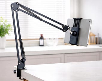 Adjustable Tablet Phone Desk Mount, 360 Rotating Clamp