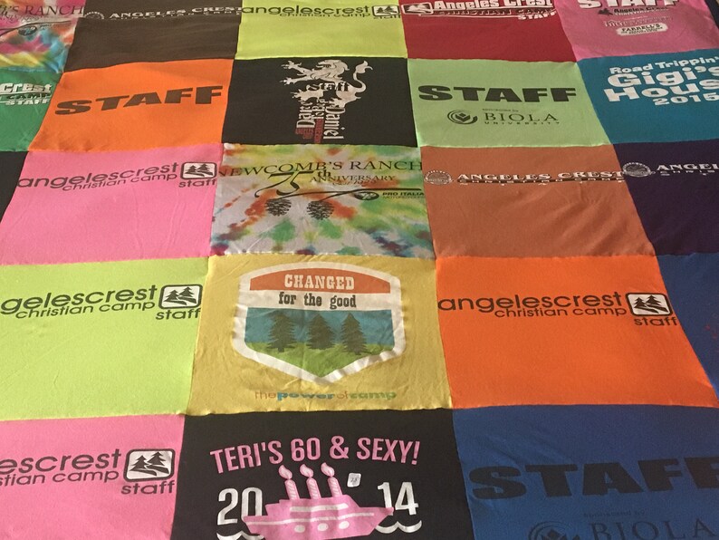 gift for a graduating senior using their sports shirts and jerseys Custom High School Senior tshirt quilt create a unique mosaic quilt