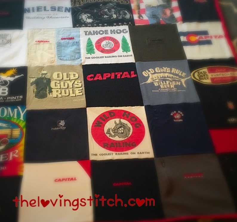gift for a graduating senior using their sports shirts and jerseys Custom High School Senior tshirt quilt create a unique mosaic quilt