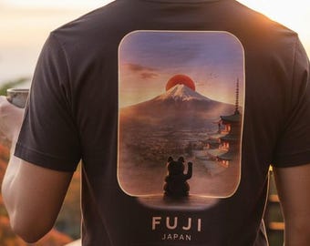 Mount Fuji Sunset T-Shirt – Japanese Travel Graphic Tee, Chureito Pagoda Streetwear