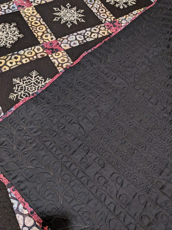 Gothic Quilt Snowflake Black Full-queen Batik Gray - Etsy