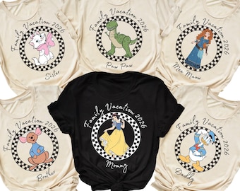 Camisetas personalizadas de personajes Disney, camiseta de vacaciones familiares Disney, viaje de vacaciones familiares a Disneyland, camiseta de personajes Disney, parejas Disney