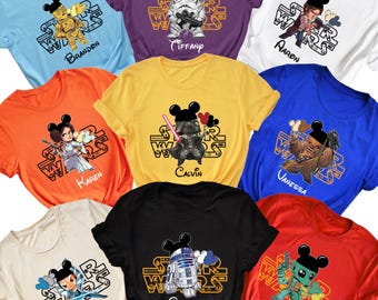 Camisetas personalizadas de Disney Star Wars (familia de personajes 2026), camisetas de Galaxy's Edge, camisetas a juego de Disney World Star Wars, camisetas de Darth Vader