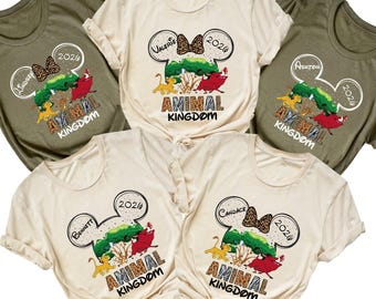 Camisetas familiares personalizadas de Disney Animal Kingdom Safari, camisetas a juego para la familia de Animal Kingdom, camisetas de safari con nombre personalizado, camisetas para viajes de safari de Disney
