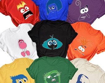 Camiseta de la película Inside Out 2 de Disney, viaje familiar a Disneyland, camiseta de Alegría, Tristeza, Ira y Envidia, camiseta pirata del grupo de personajes de Inside Out de Pixar