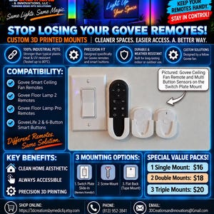 Govee Ceiling Fan /Floor Lamps / Multi Button Sensor Remote Control Mount