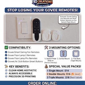 Govee Ceiling Fan /Floor Lamps / Multi Button Sensor Remote Control Mount