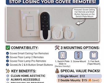 Govee Ceiling Fan /Floor Lamps / Multi Button Sensor Remote Control Mount