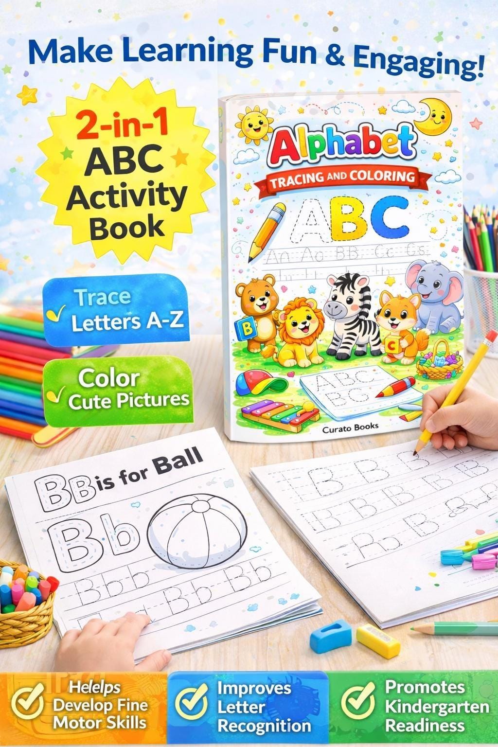 Toddler ABC Tracing and Coloring Book | Preschool Alphabet Writing ...