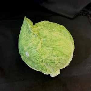 Signed Mary Kirk Kelly Ceramic Cabbage – Vintage Folk Art Kitchen Decor (One Leaf Missing)