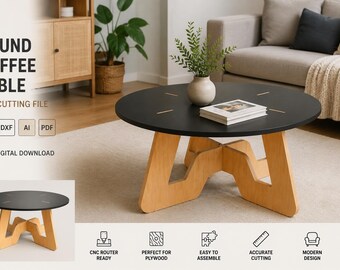 Round Coffee Table SVG DXF | CNC Furniture Plans | Laser Cut Table Design | Wooden Coffee Table Template | Digital Download