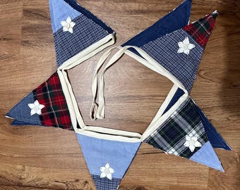 Primitive Americana Banner*Vintage Cutter Quilt Pennant*Patriotic Farmhouse Bunting*Garland