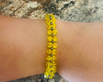 Glass Yellow Bead Bracelet