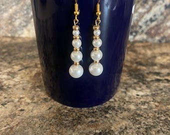 White Pearl Dangles with Seed Beads.