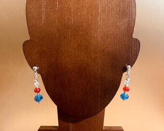 White Red and Blue Patriotic Earrings